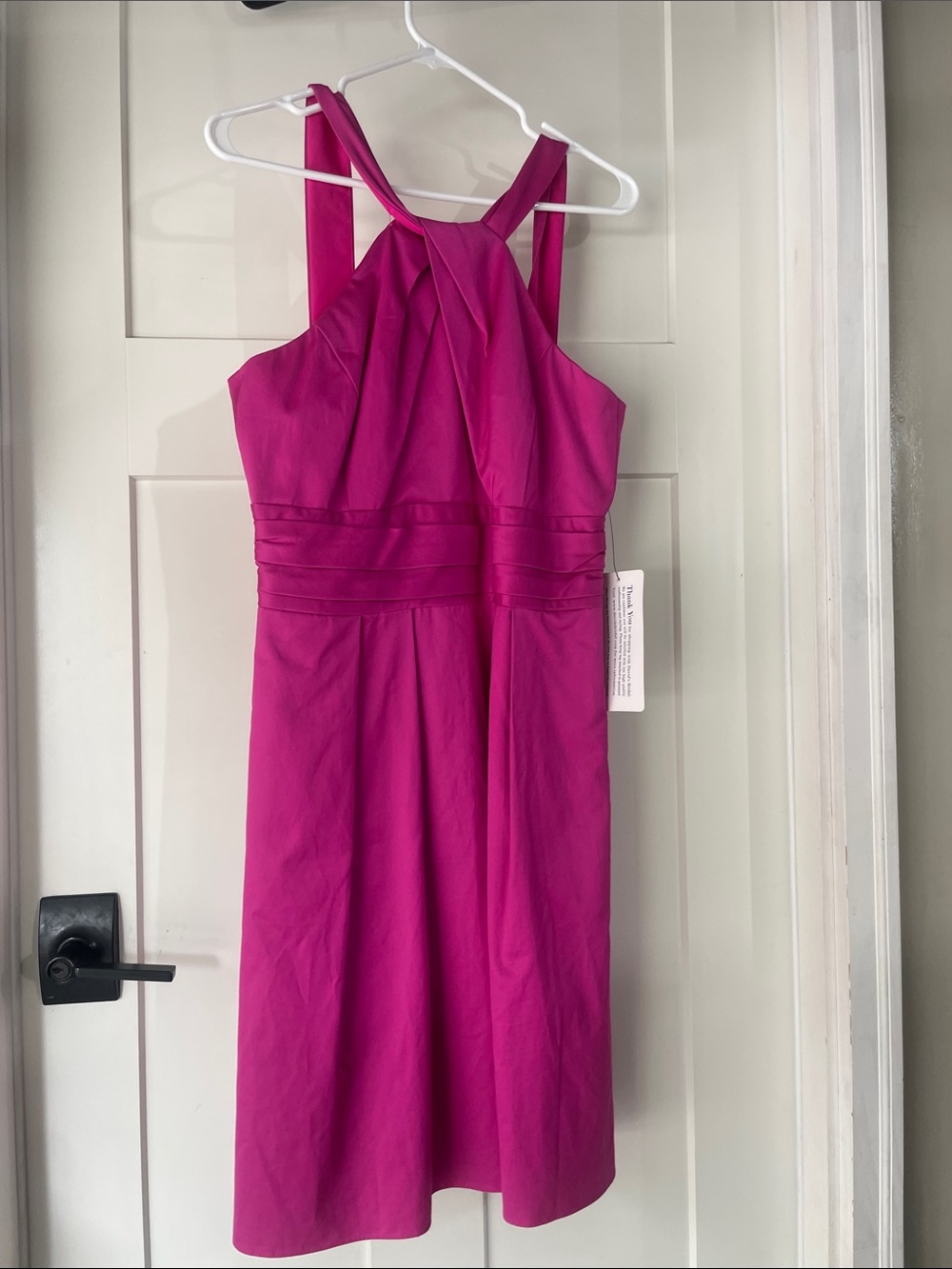 David's Bridal One-Shoulder Fuchsia Cocktail Dress